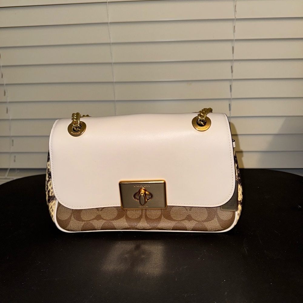 Coach Cream and Brown Shoulder Bag